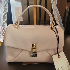 Ted Baker Butter Soft Sheep Leather Satchel with Gold Accents